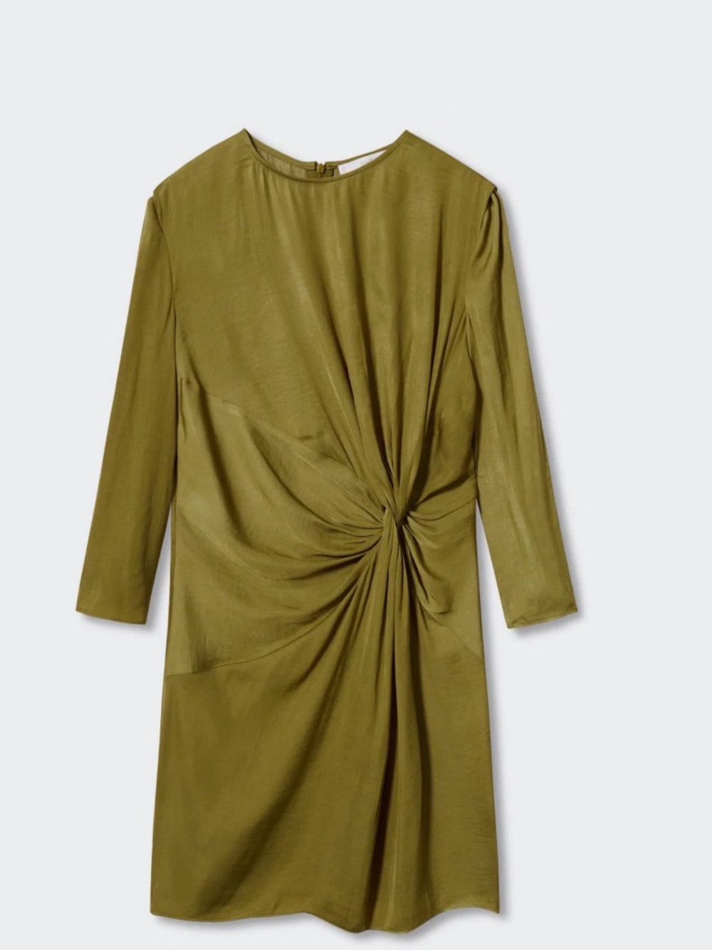 Mango Olive Green Satin Sleeve Dress